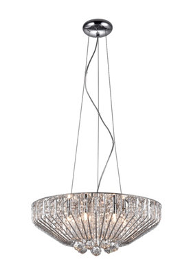 Impex Carlo Crystal Hanging Light - Available in Gold or Chrome - Options 5/6 Bulb