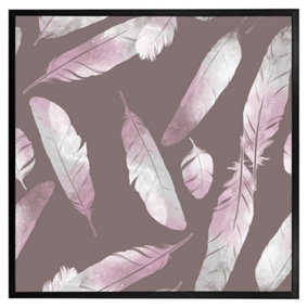 Imprints bird feathers (Picutre Frame) / 24x24" / Grey