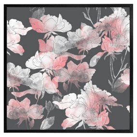 Imprints flowers and leaves of wild rose (Picutre Frame) / 12x12" / Grey