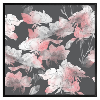 Imprints flowers and leaves of wild rose (Picutre Frame) / 30x30" / White