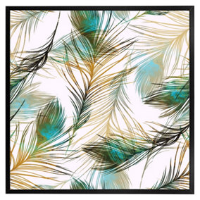 Imprints peacock feathers (Picutre Frame) / 12x12" / Oak