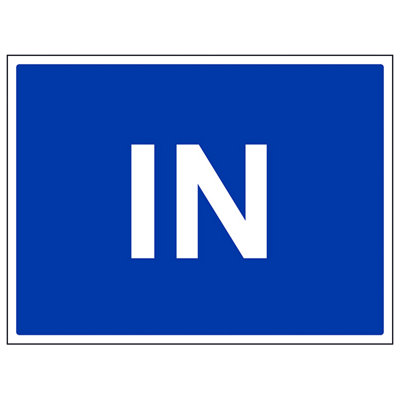 IN Direction Instruction General Sign - Rigid Plastic - 600x450mm (x3)