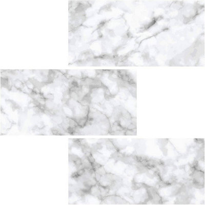 In Home Peel and Stick Backsplash Tiles 4 Piece Subway Carrara Fine Decor NH2954