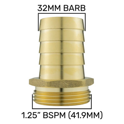 in-line full flow lever valve with brass barb connectors (1.25"-32mm) - 7
