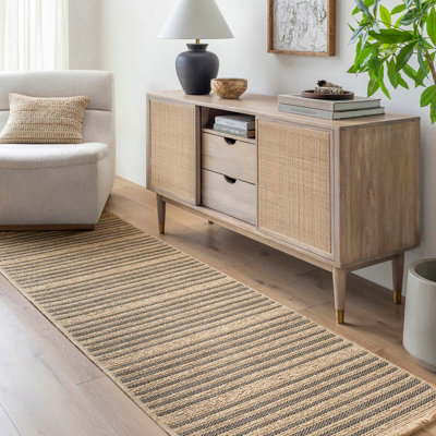 In- & Outdoor Cottage Jute-Look Brown Striped Betsy Runner Rug 80 x 220 ...