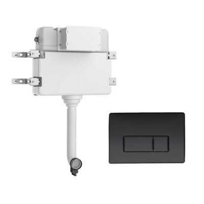 In Wall Dual Flush Cistern for Back to Wall Toilet Pans with Black Flush Plate