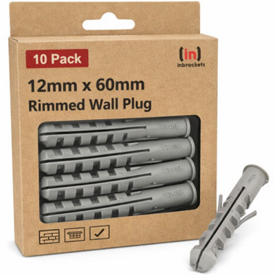 Inbrackets Nylon Wall Plugs 12x60mm Heavy duty Universal Pack of 10
