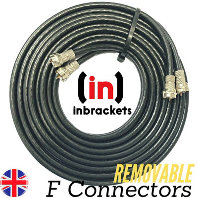 Inbrackets Twin Satellite Coax Cable Extension Kit with Removable F ...