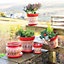 Inca Red Hand Painted Set of 2 Outdoor Garden Hanging Plant Pots (D) 22cm