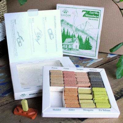 Incense Smudge Bricks and Burner Display Set of 70 Earthy Himalaya