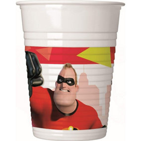 Incredibles 2 Plastic Party Cup (Pack of 8) Red/White/Black (One Size)