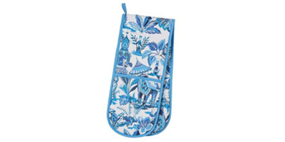 India Blue Graphic Print  Double Oven Glove