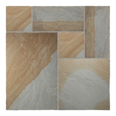 Indian York Riven Sandstone Mixed Patio Paving Slabs , Full Pack 60 ...