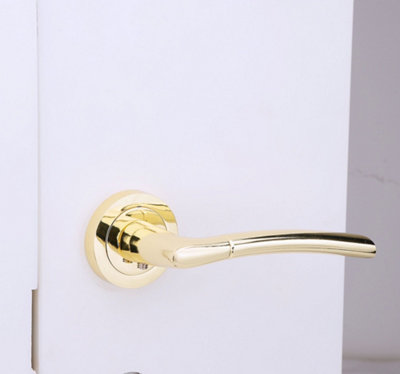 Indiana Design Key Lock Door Handle Set with Escutcheons and 3 Lever ...