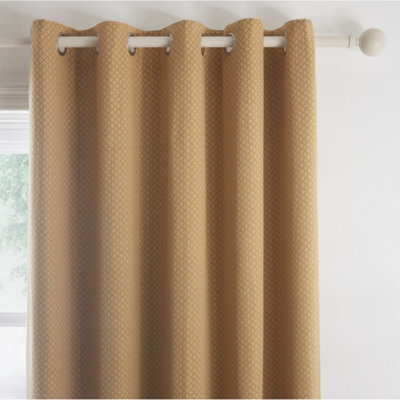 Indiana Geometric Woven Jacquard Pair of Eyelet Curtains | DIY at B&Q