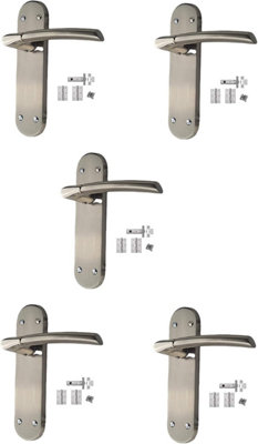 Indiana Satin Nickel Door Handles On Backplate with Hinge and Latch