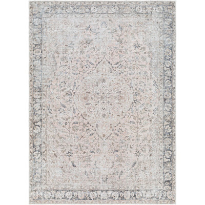 INDIGO Machine Washable Traditionnal Boho Blush Area Rug 160 x 220 cm
