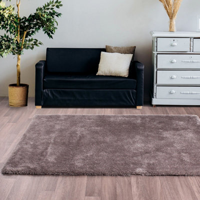 Indigo Silver Plain Shaggy Handmade Luxurious Sparkle Easy to clean Rug for Dining Room Bed Room and Living Room-80cm X 150cm