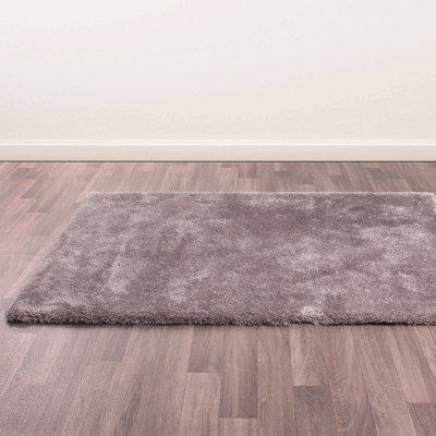 Indigo Silver Plain Shaggy Handmade Luxurious Sparkle Easy to clean Rug for Dining Room Bed Room and Living Room-80cm X 150cm