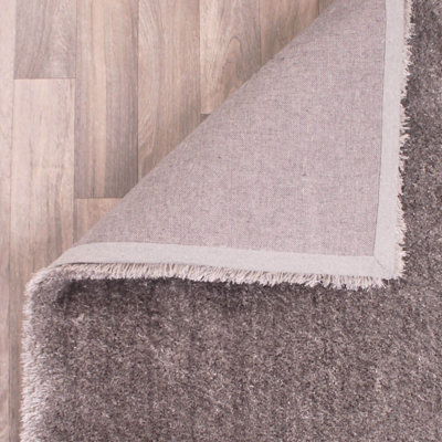 Indigo Silver Plain Shaggy Handmade Luxurious Sparkle Easy to clean Rug for Dining Room Bed Room and Living Room-80cm X 150cm