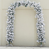Indoor 8ft Flocked Christmas Tree Arch PVC Doorway Archway Xmas With Snow Tips