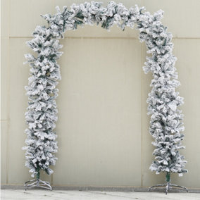 Indoor 8ft Flocked Christmas Tree Arch PVC Doorway Archway Xmas With Snow Tips