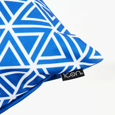 Indoor and Outdoor Geometric Pattern Waterproof Filled Cushion Blue Set of 2