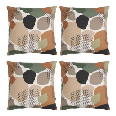 Indoor and Outdoor Muted Pebble Kyoto Set of 4 Waterproof Filled Cushion