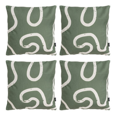 Indoor and Outdoor Squiggle Kyoto Set of 4 Waterproof Filled Cushion