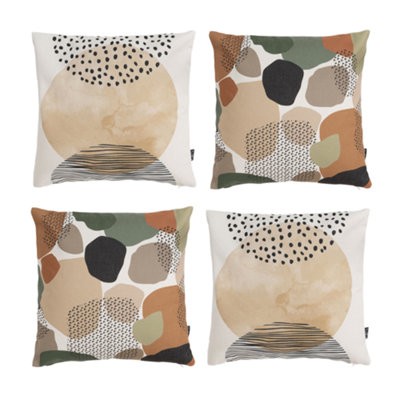 Indoor and Outdoor Waterproof Filled Cushion Kyoto Fabric 2x Pebble 2x Sunset