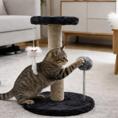 Indoor Cat Scratching Post with Sisal Rope Plush Wooden Base Hanging ...