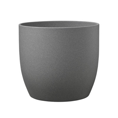 Indoor Ceramic Plant Pot - Stone Grey - 19 cm