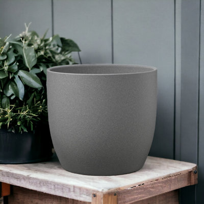 Indoor Ceramic Plant Pot - Stone Grey - 19 cm