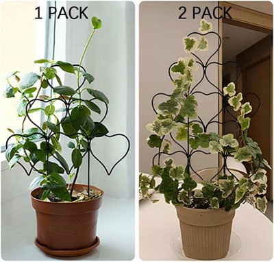 Indoor climbing plant support, stackable potted vine trellis, black