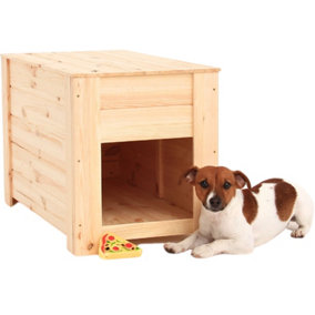 Indoor Dog House for Small to Medium Pets - Multi-Functional Furniture with Lift-Up Top - Real Pine Wood - Size: 30.3x15.7x18.5in