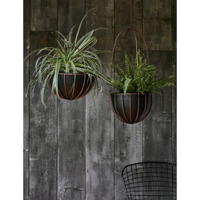 Indoor Kensington Tall Hanging Planter - Mild Steel - H60 x W24 x D24 cm - Copper
