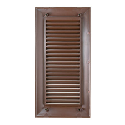 indoor louvre vent cover 90mm x  240mm with fly screen in brown