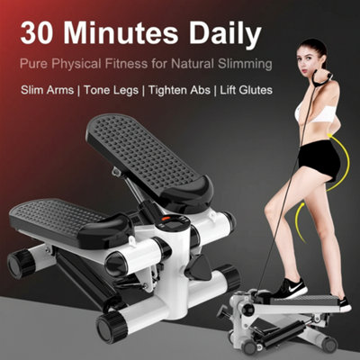 Indoor Mini Stepper Cardio Fitness Machine with Detachable Resistance Bands