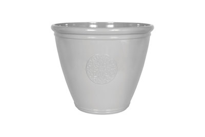 Indoor or Outdoor Lightweight Recycled Plastic Garden40cm Small Eden Emblem Plant Pot - Plastic - L40 x W40 x H30 cm - Grey