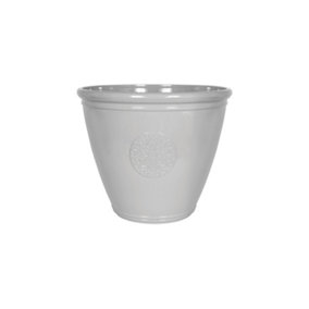 Indoor or Outdoor Lightweight Recycled Plastic Garden40cm Small Eden Emblem Plant Pot - Plastic - L40 x W40 x H30 cm - Grey
