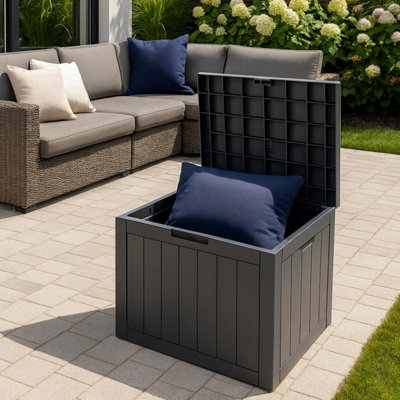 Indoor/Outdoor 120L Storage Box. Weather-Resistant. Plastic Wood Plank ...