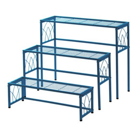 Indoor/Outdoor Plant stand set- Nesting Plant Stand 3 Piece Set - Blue