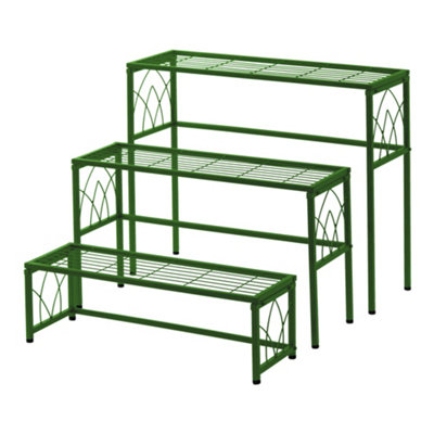 Indoor/Outdoor Plant stand set- Nesting Plant Stand 3 Piece Set - Sage Green
