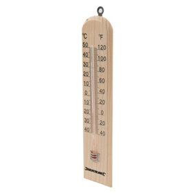 Indoor / Outdoor Thermometer -40 to +50 Degree C Wall Mounted Wooden Temperature Gauge