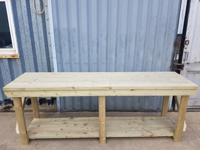 Indoor/outdoor workbench pressure treated station (H-90cm, D-64cm, L-300cm)