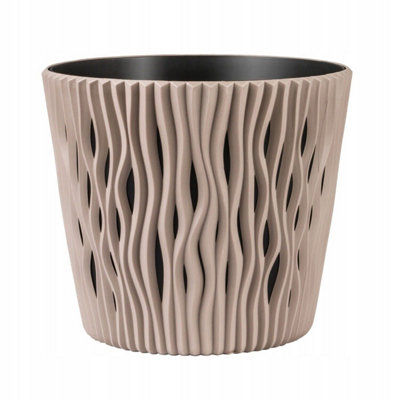 Indoor Plant Pots with Insert Plastic Flowerpot Small Large Mocca 16cm