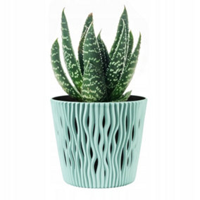 Indoor Plant Pots with Insert Plastic Flowerpot Small Large Sage 13cm