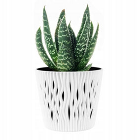 Indoor Plant Pots with Insert Plastic Flowerpot Small Large White 22cm
