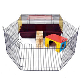 Indoor Rabbit 100 Cage with Run: Ideal for Rabbits & Guinea Pigs