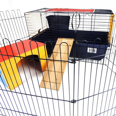 Indoor Rabbit 80 Cage with Run: Ideal for Rabbits & Guinea Pigs